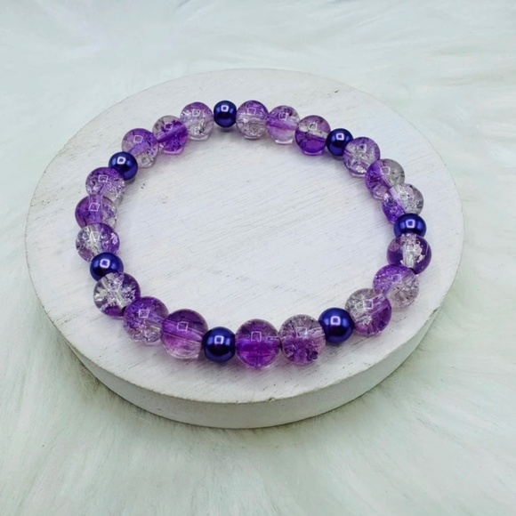 Gradient Glass Beaded Bracelet Style A Purple - Picture 5 of 6
